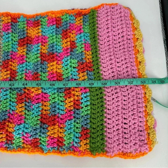 One of a kind granny square rainbow crochet punk raver blanket scarf - Picture 6 of 7